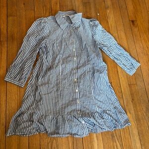 Zara White and Blue Strip Dress Size S